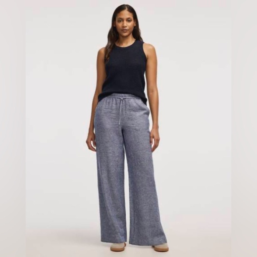 Reitman's Blue Linen Wide Leg Pants Size XXL Petite